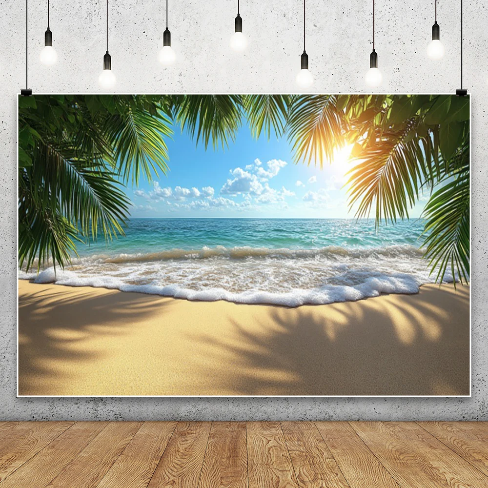 夏の海辺の写真の背景,ビーチの青い空,日没,熱帯のヤシの木,結婚式,誕生日パーティー,写真の背景,スタジオ