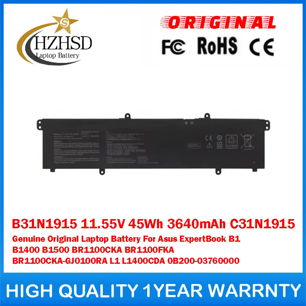 

B31N1915 11.55V 45Wh 3640mAh C31N1915 Genuine Original Laptop Battery For Asus ExpertBook B1 B1400 B1500 BR1100CKA-GJ0100RA L1