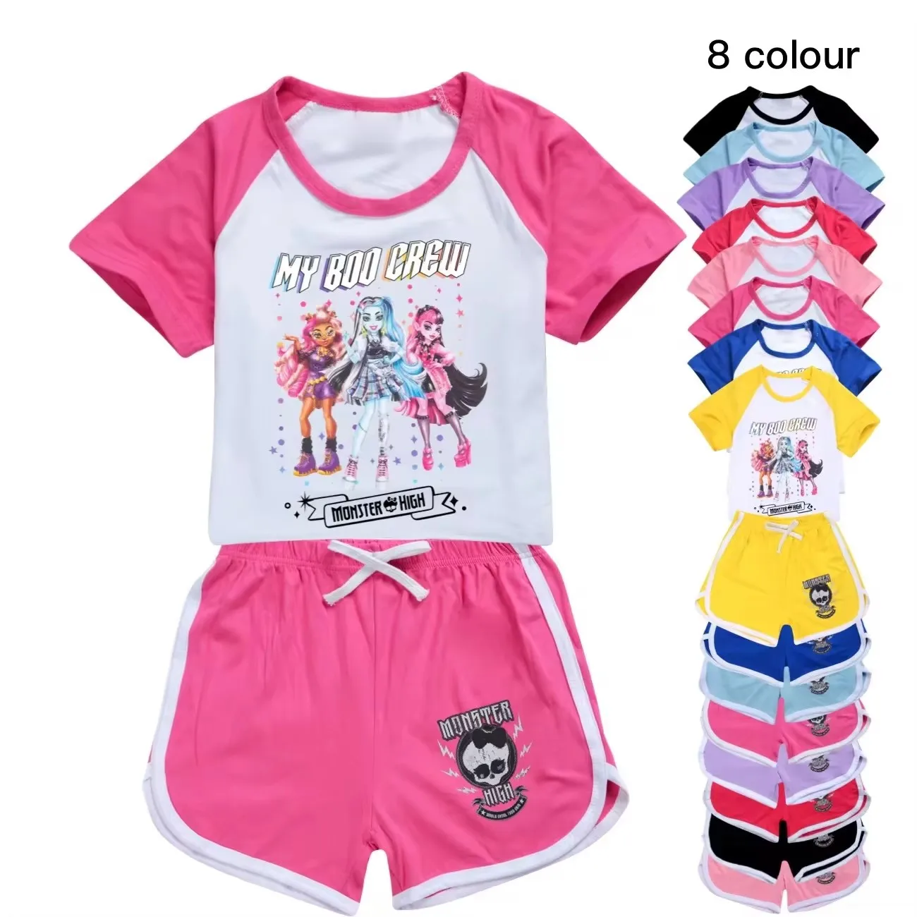 Popular Monster High Clothes Sets Baby Kids Sport Clothing for Boys Girls Cartoon Tops+pants sets Children Clothes 2-15Y Pyjamas