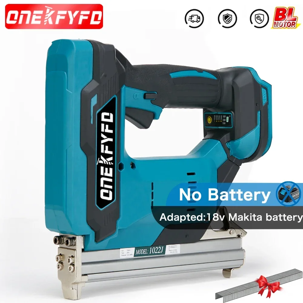 

Brushless Rechargeable 1022J Electric concrete Nail Gun Stapler Nailer Woodworking Lithium + 1set Nail For Makita (NO Battery)