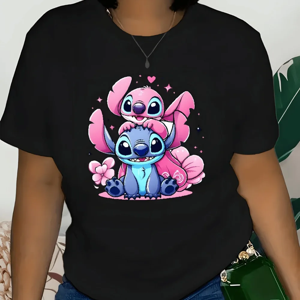 2025 جديد الصيف زوجين لطيف غرزة الكرتون المطبوعة المرأة العصرية تي شيرتات قصيرة الاكمام قميص أبيض بحجم ضخم رداء علوي غير رسمي فضفاض