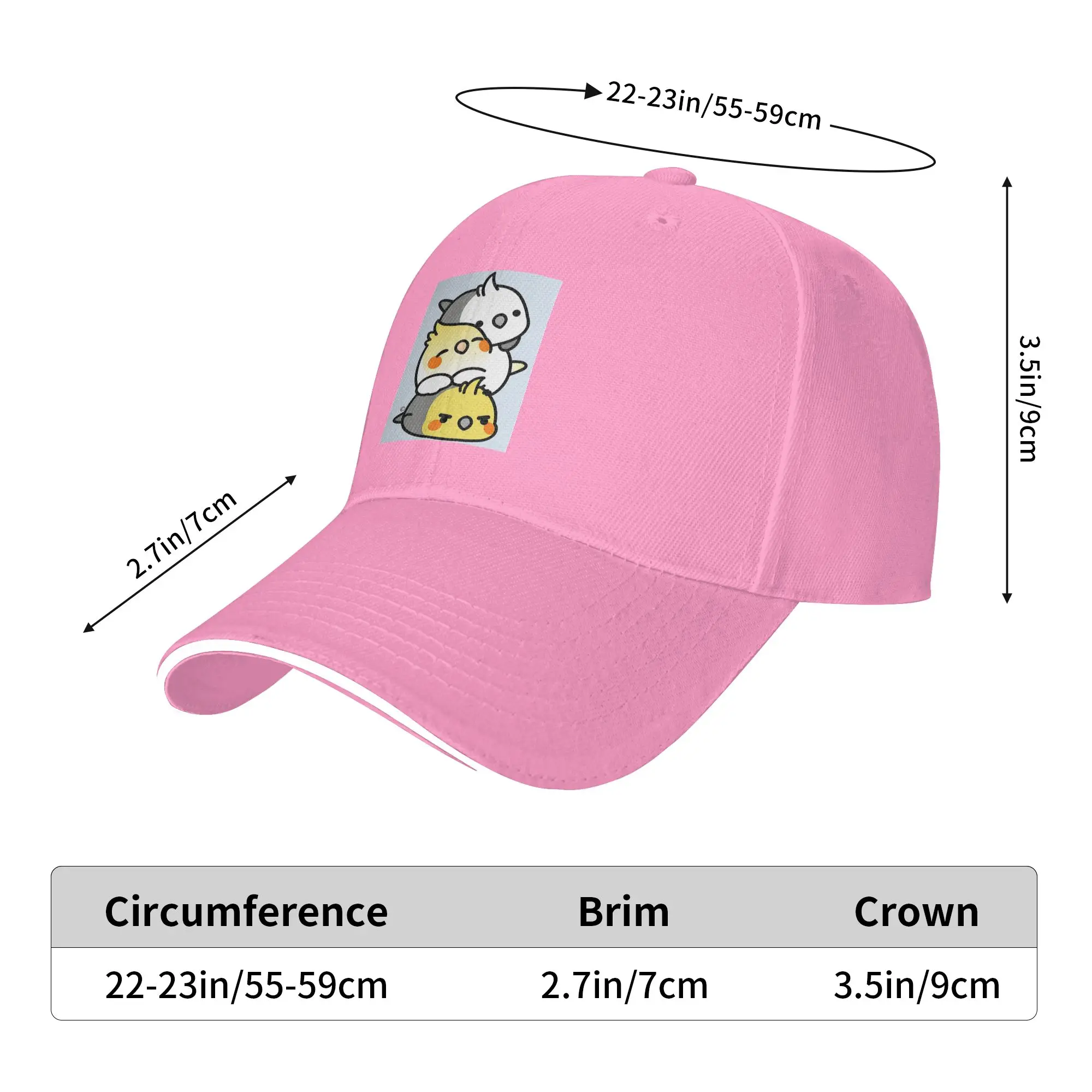 Pet Birds Cute Cockatiel Budgie Parrot Cap Casual Baseball Caps Adjustable Hat Hip Hop Summer Unisex Baseball Hats Customizable