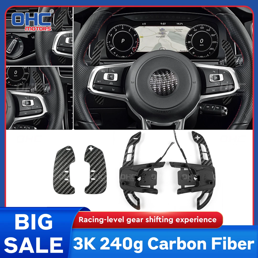 Carbon Fiber Magnetic Steering Wheel Paddle Shifters For VW Volkswagen Golf MK7 MK7.5 Golf R Scirocco
