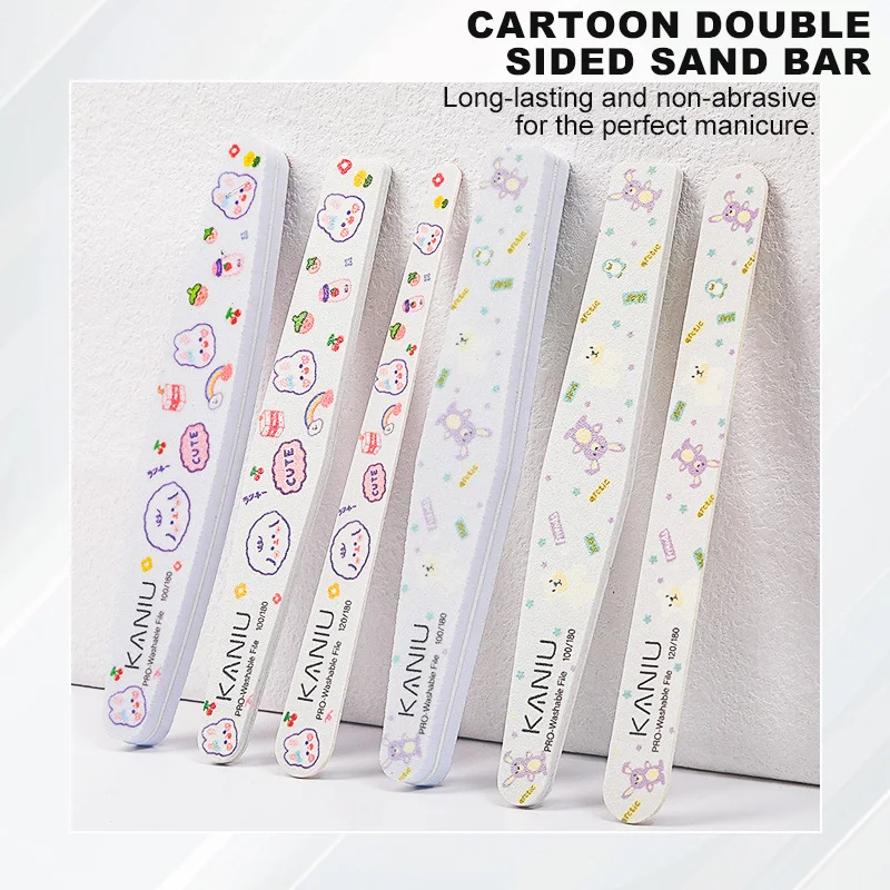 1PC Cartoon Printed Nail File Cute Cartoon Print Double Sided 120 /180 100/180 Grit Nail Files Reusable Emery Board Nail Buffer