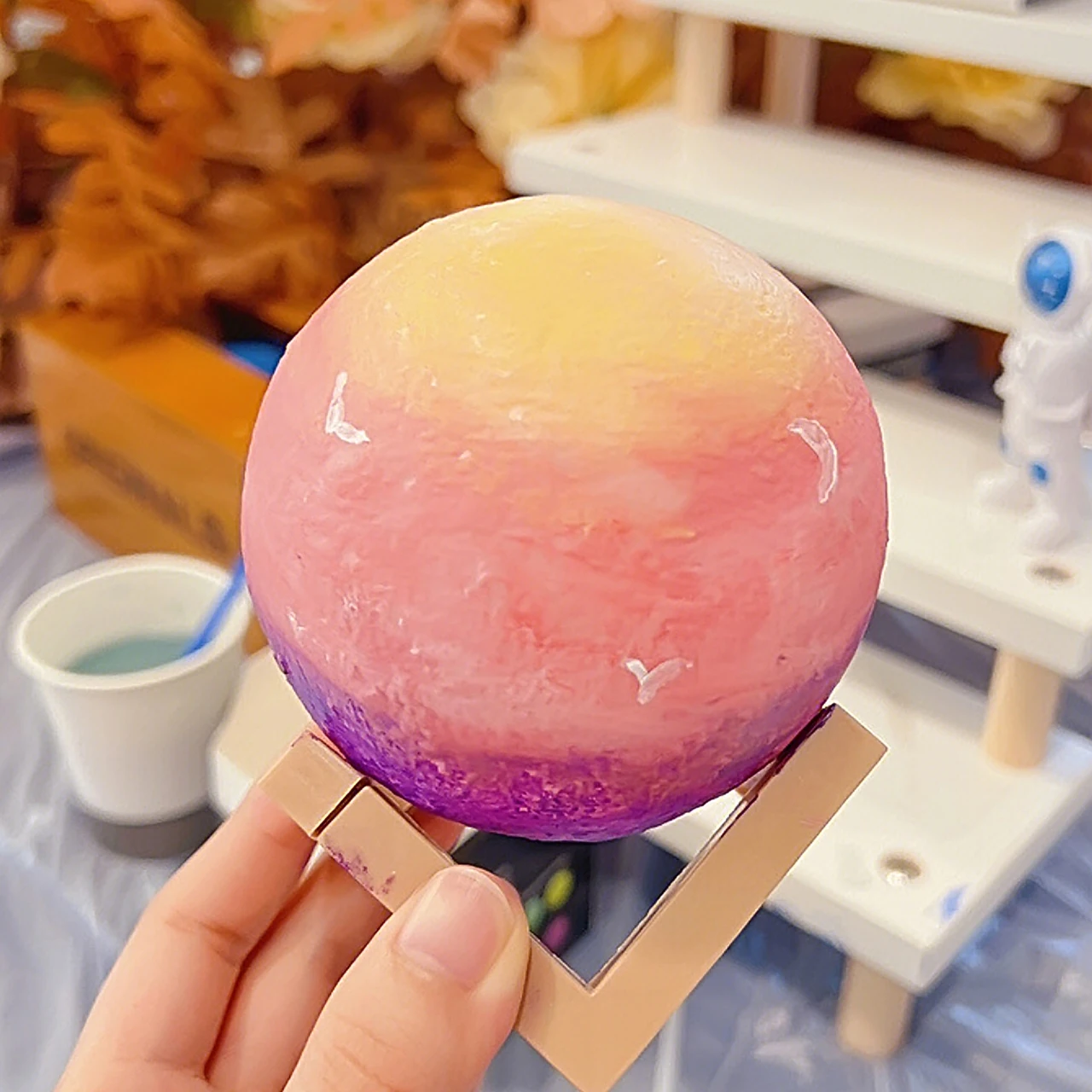 مصباح قمر ثلاثي الأبعاد، مصباح ليلي إبداعي بجانب السرير لغرفة النوم، هدية عيد ميلاد لأفضل صديق، ضوء نوم للأطفال مع حماية للعين #3