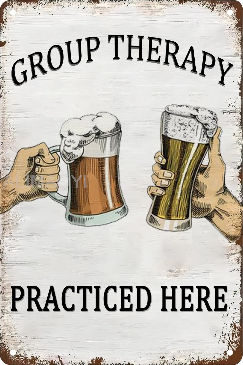 

Bar Decor Metal Tin Signs Bar Wall Decor Group Therapy Practiced Here Funny Man Cave Club Pub Home Bars Decoration 8x12 Inch