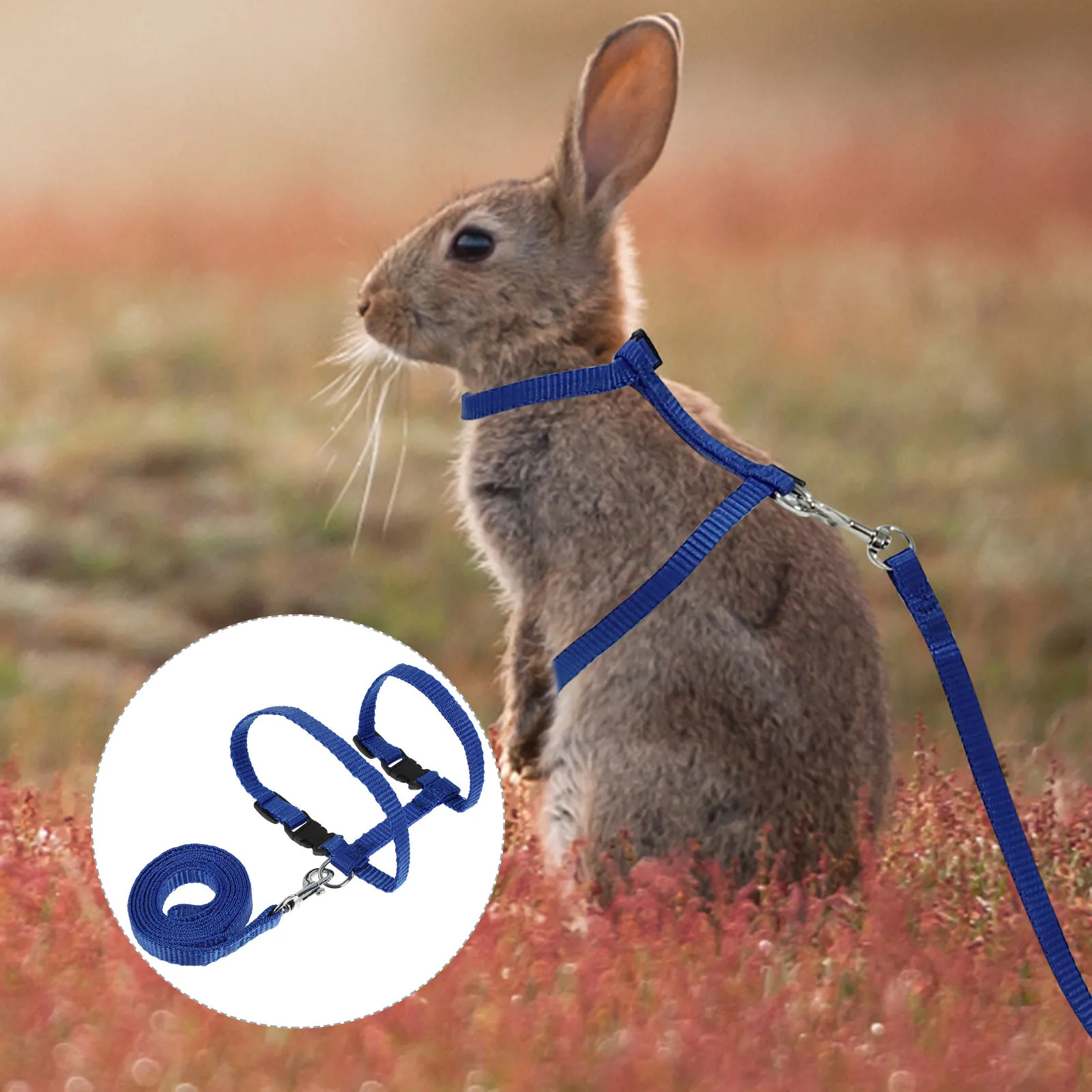 

Rabbit Harness Leash Adjustable Ultra-Soft Lightweight Pet Harness For Small Animals Walking Running Safety Control