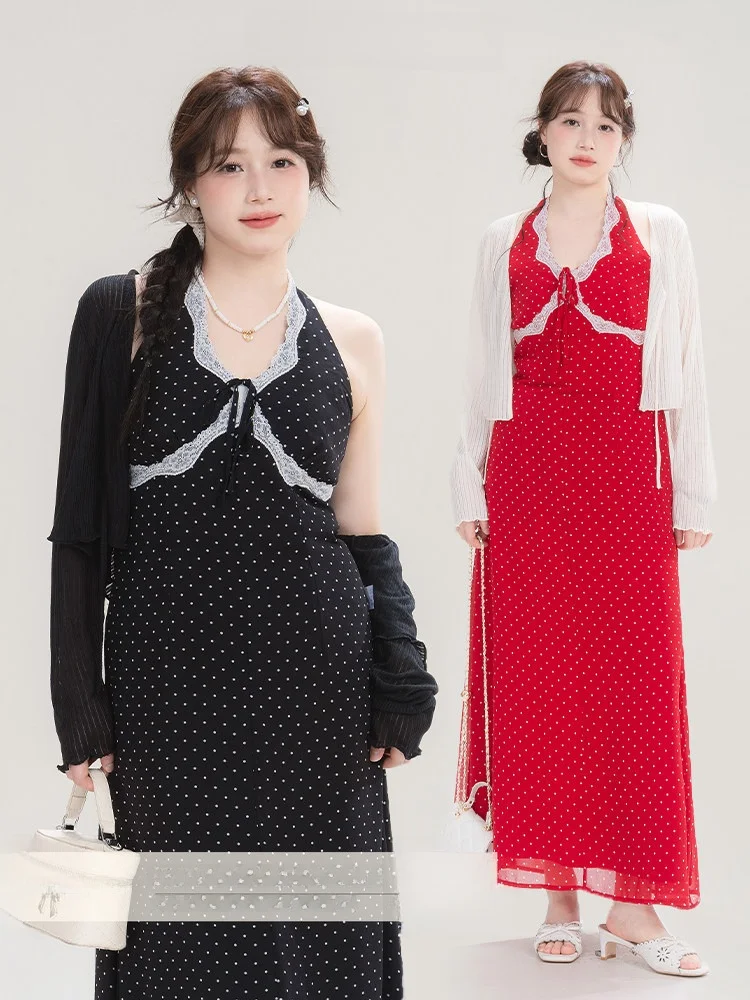 

Новинка: Женское летнее платье в стиле ретро с открытыми плечами, в горошек, больших размеров, корейский стиль, для офиса, стройнящее, длинное, элегантное