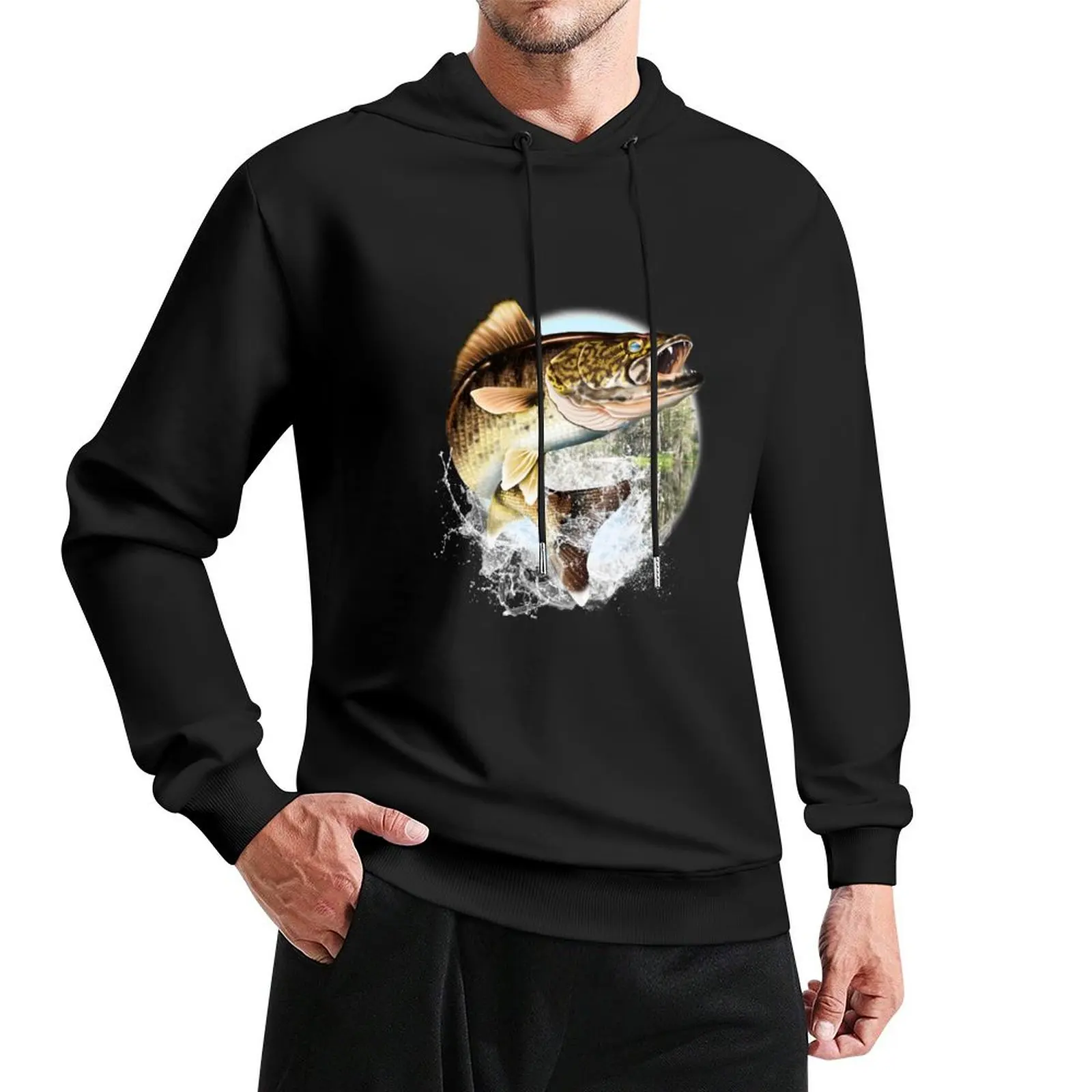 Mary Tracy - Jumping Walleye Pullover Hoodie men clothes men's clothes mens clothing autumn new products pullover