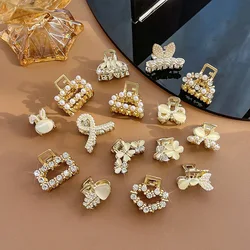 Fashion Pearl Rhinestone Mini Hair Claw Clips Women Small Shark Clip Multi-shape Hair Clip Metal Hairclip Girls Hair Accessories