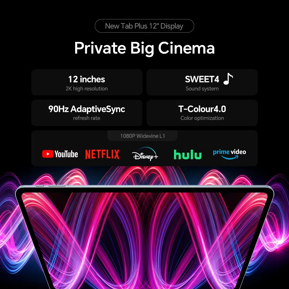 Teclast T60 Plus Tablet 12 polegadas 2000*1200/Android 14/6GB RAM/128GB ROM/MTK Hrilo G88 8 Core/8000mAh/WiFi 2.4G + 5G/13MP + 8MP Câmera