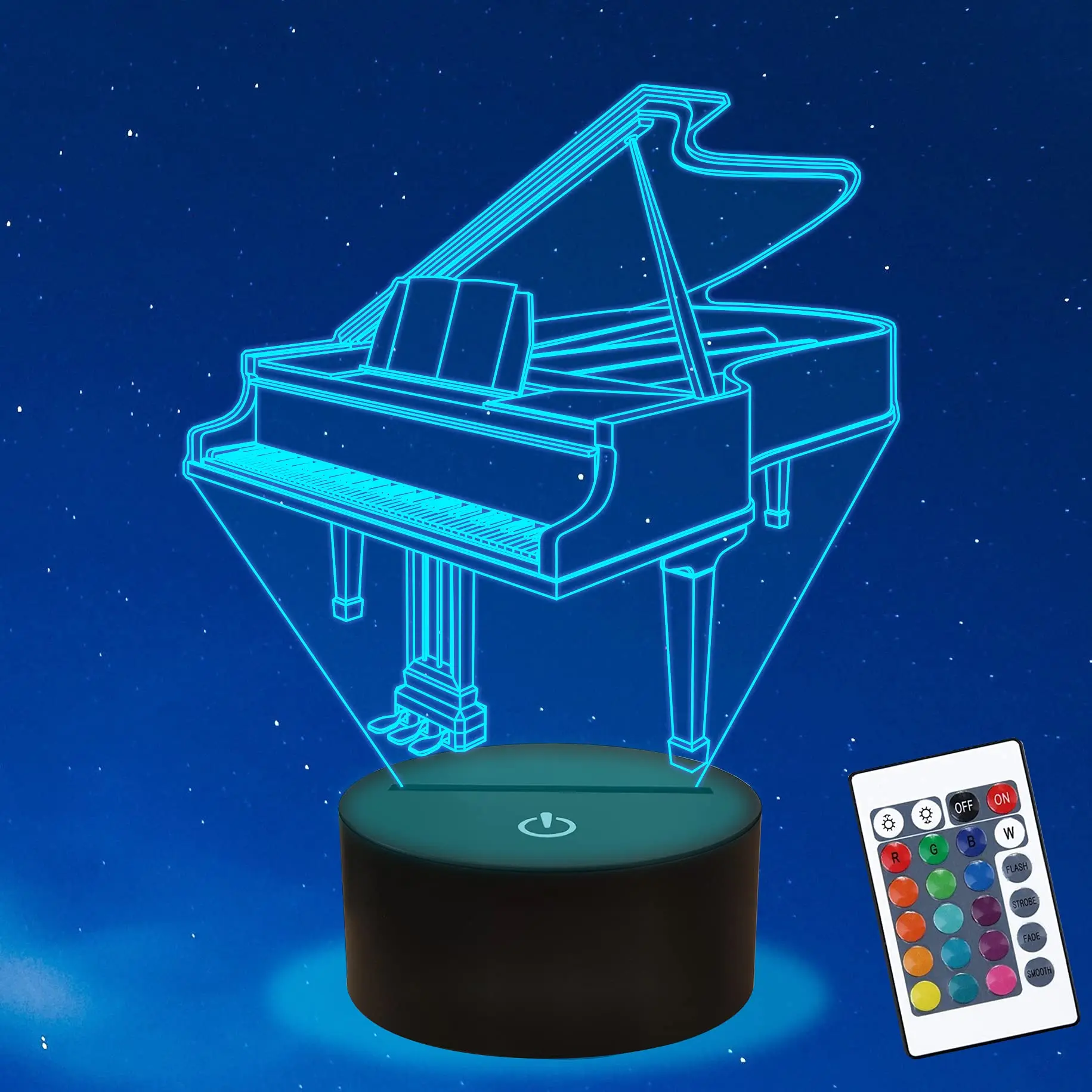 Piano Night Light, 3D Illusion LED Lamp 16 Color Change, Amazing Idea Choice for Musical Instrument Shop Home Party Supply Decor