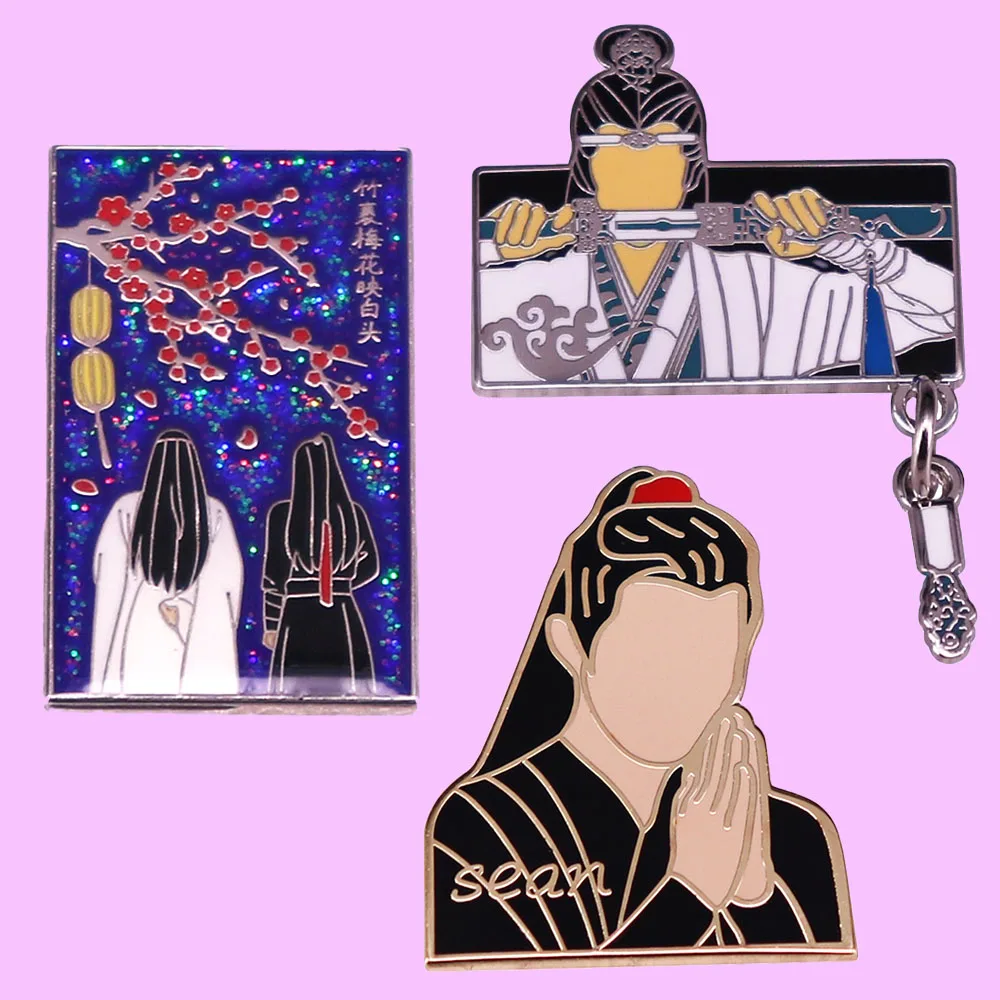 Chenqingling The Untamed Brooch Chinese Ancient Costume TV Dramas Badge Creative Wei Wuxian Enamel Pins Fashion Jewelry Gifts