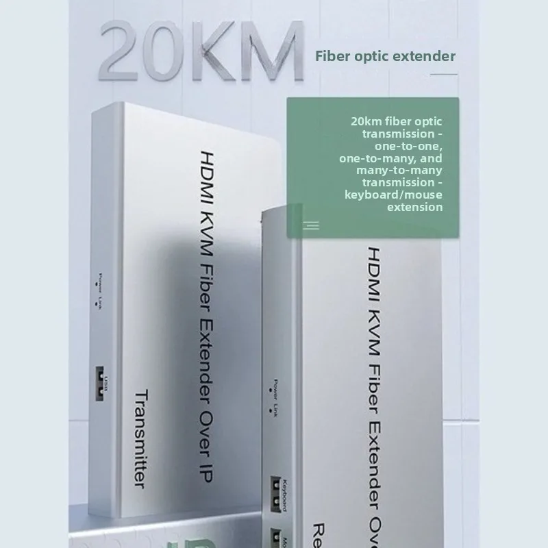 20KM HDTV IP KVM Fiber Extender over LC Fiber optic cablle 1080P HD to Fiber Optic Transceiver Extender  Support TX to many RX