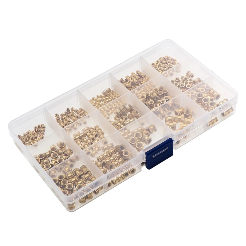 330pcs Brass Knurled Nuts Various Sizes Included Threaded Inserts Assortment Versatile Brass Threaded Inserts Durable