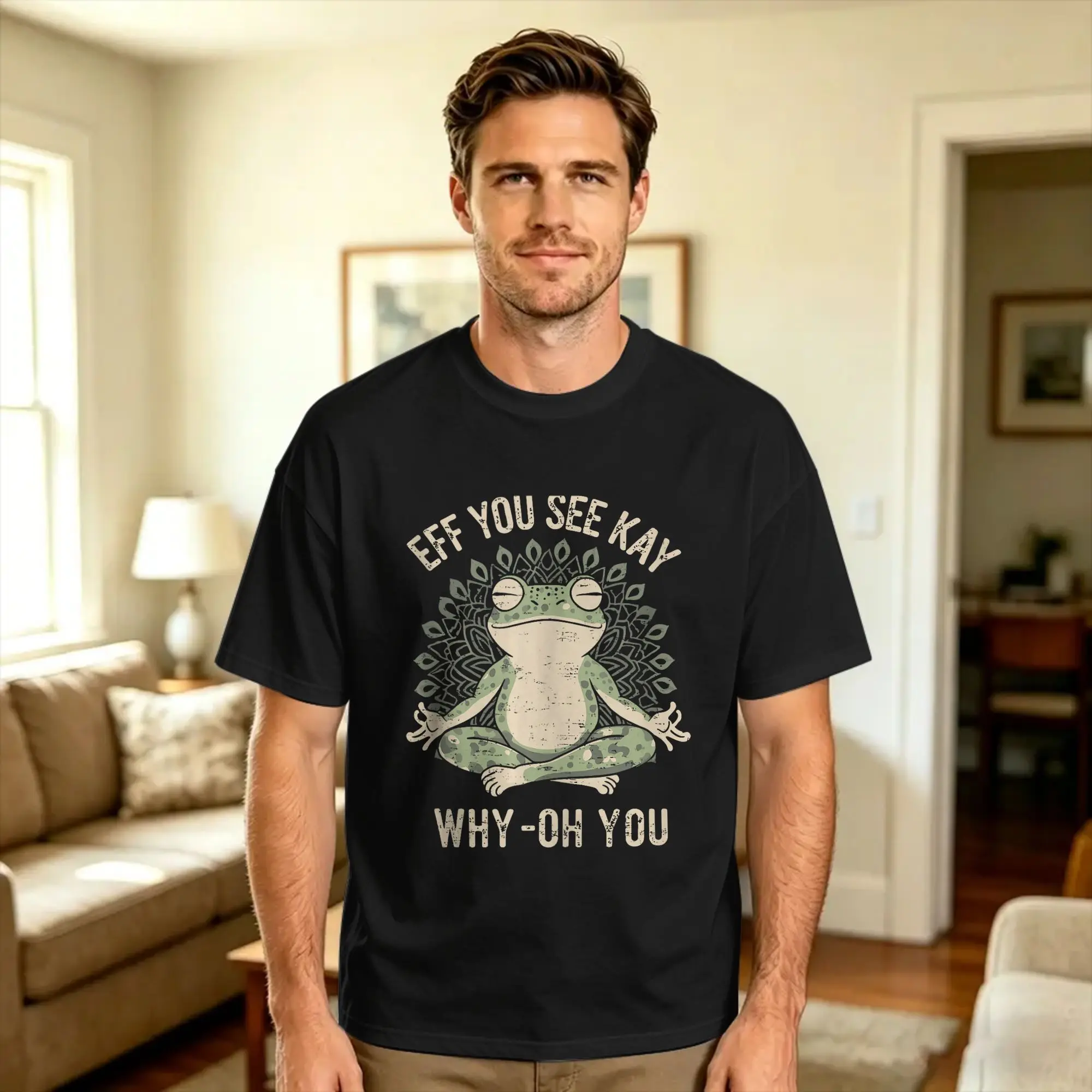 Retro Eff You See Kay Why Oh You Frog Meditation Yoga T Shirt Men  Streetwear T-Shirts Summer O Neck Fashion Tee Shirt Casual