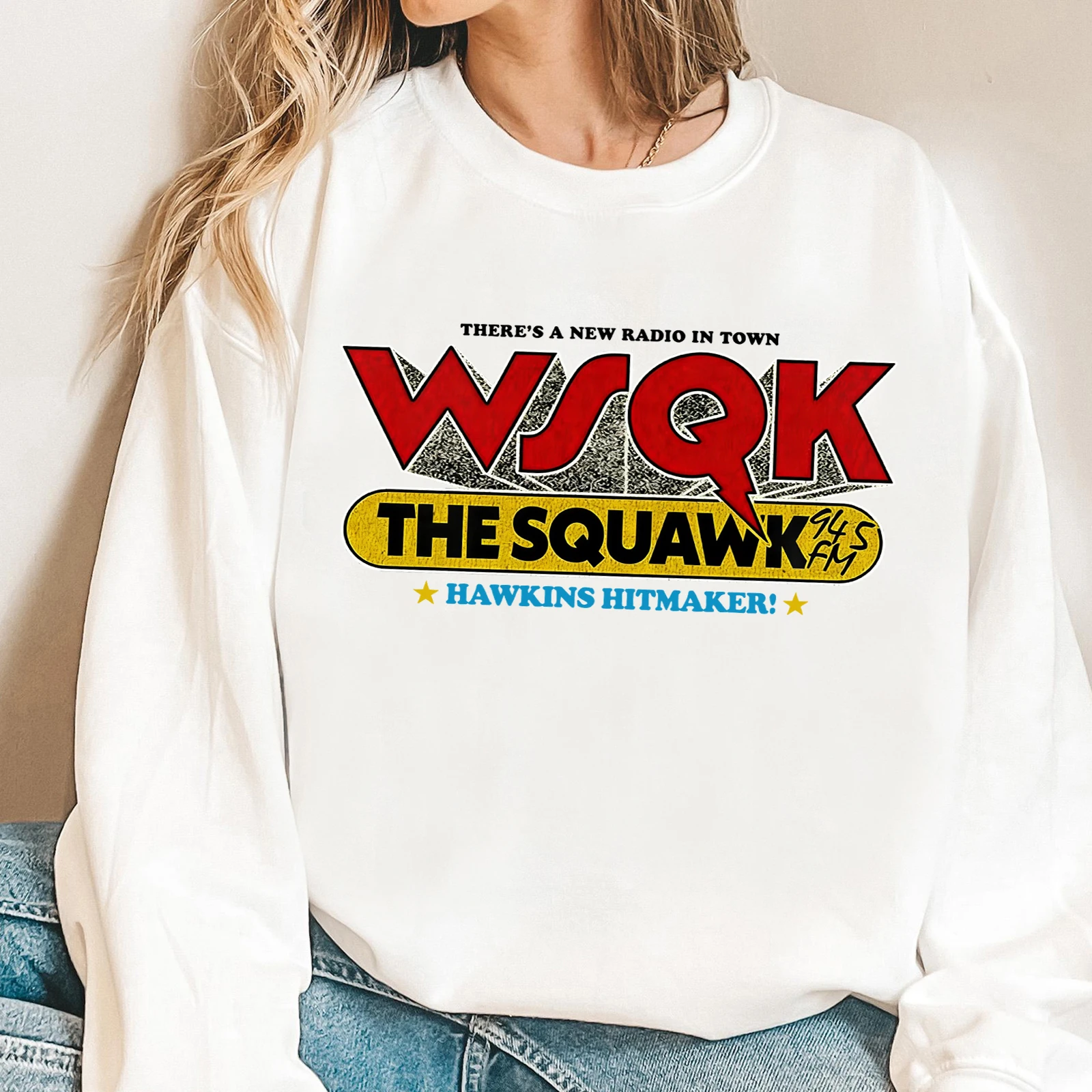Wsqk the squawk 94.5 fm moletom homem mulher oversized harajuku o-pescoço manga longa moletom com capuz