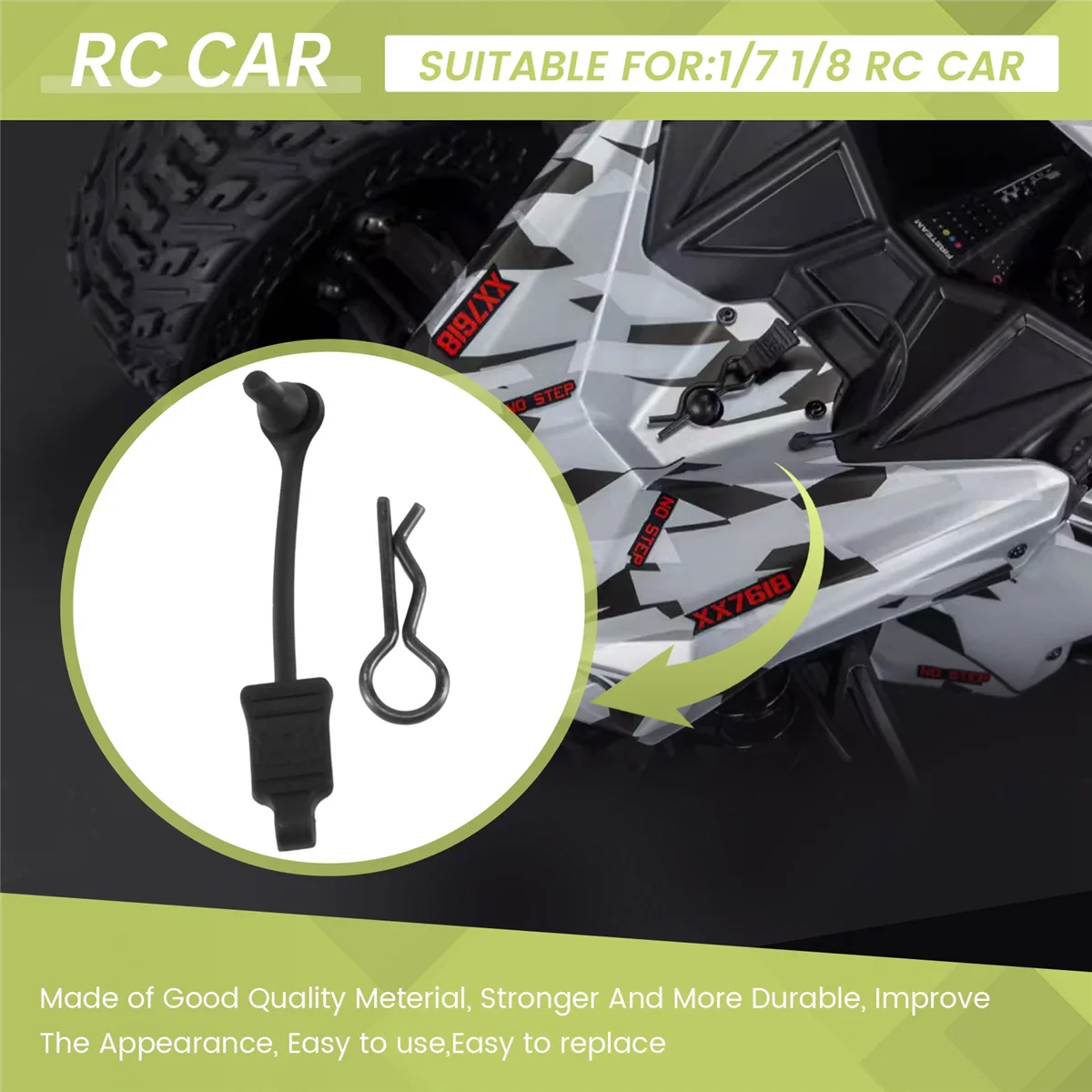 BOFF- 4Pcs Rubber Body Clip Retainer Shell Fixed Buckle Lock AR390178 for 1/7 1/8 ARRMA Mojave Limitless Typhon Kraton RC Car