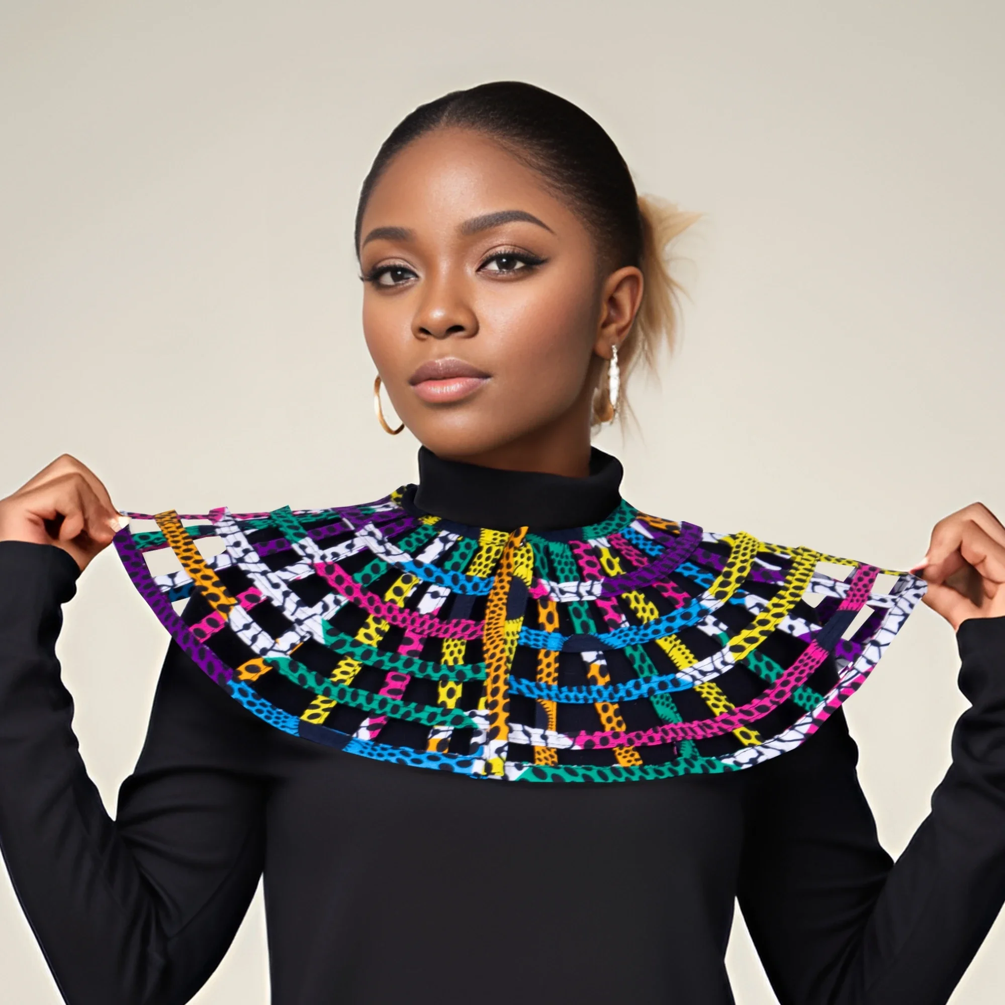 Ankara African Net Necklaces Shawl Collar Women Clothings Accessories African Multistrand Necklace Hademade Jewelry SP019