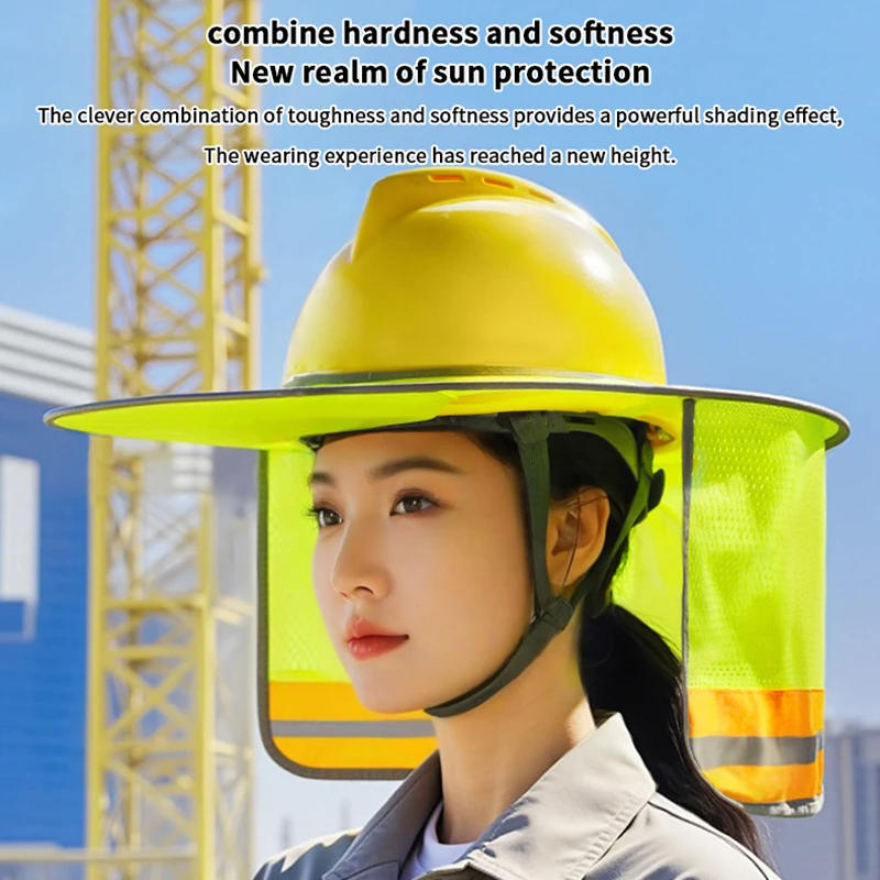 Summer Sun Shade Safety Helmet Neck Shield Helmets Reflective Stripe Safety Cap Hat For Construction Worker Hot Sale