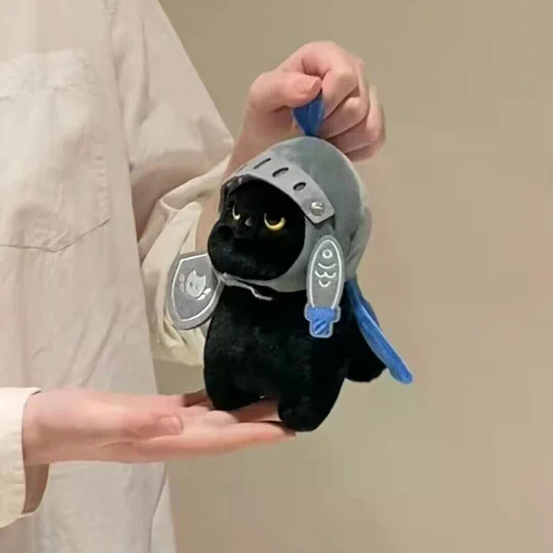 سلسلة مفاتيح جذابة من القطيفة على شكل قطة سوداء فارس؛ تصميم كرتوني مثالي لهدايا المرأة