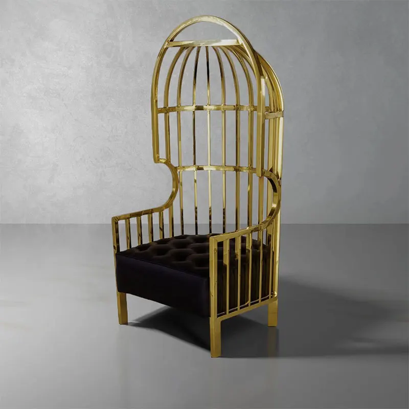 Light luxury high-back birdcage chair velvet princess chair living room meeting single leisure chair