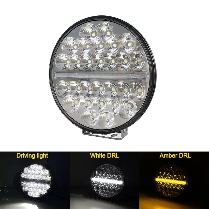 

9" Round Off Road Led Driving Truck Work Spotlight Headlight White Turn Signal Light Yellow 12-24V Suv Atv Truck Driving Light