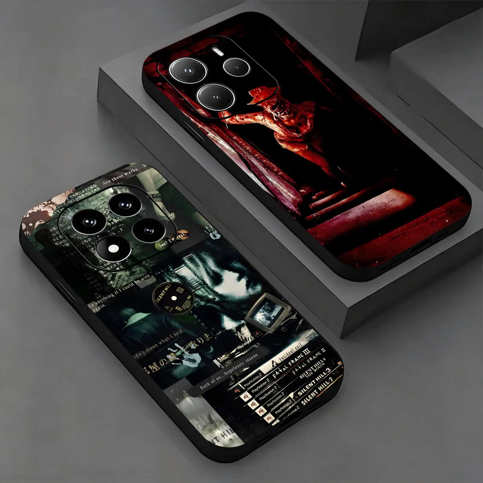 Funda para Teléfono Redmi Note15 14 13 12 11Pro Plus 5G 14C A3 SILENT HILL, Funda Negra Suave Anti-Caídas