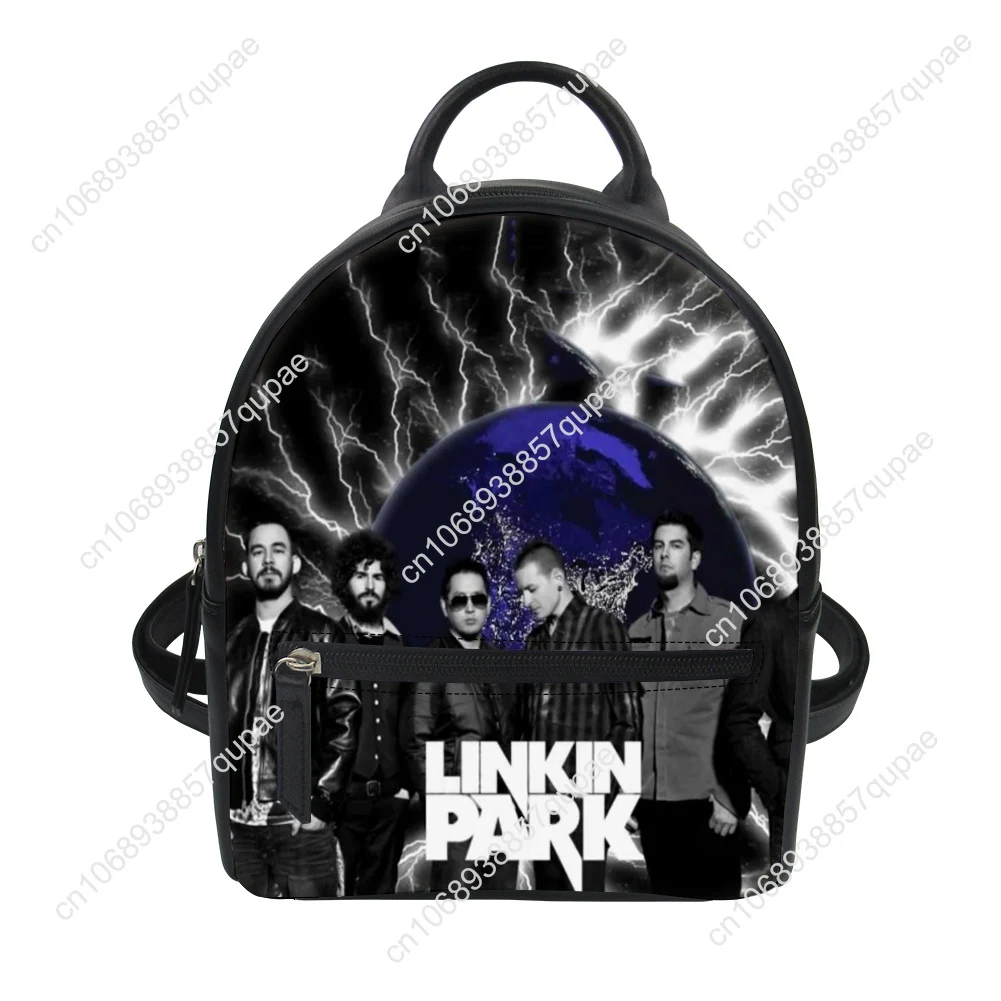 Linkin Park Rock Band Custom Backpack Purse Women Carter Schoolbags Double Shoulder Bag Mini Daypack Leather Travel Bag