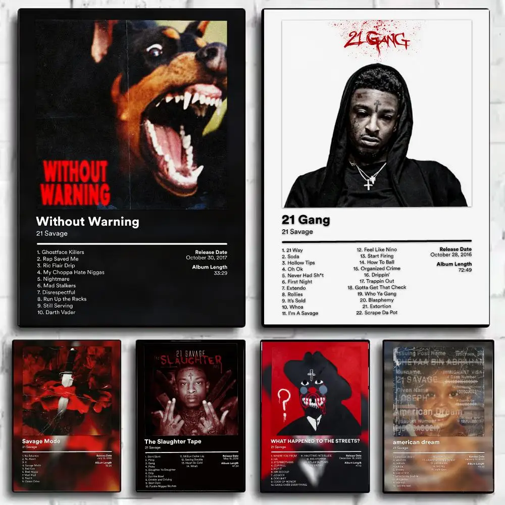 Rapper 21 S-Savage Album Poster HD Poster Wall Art Print for Bedroom Living Room Office Bar Modern Aesthetic Home Decor