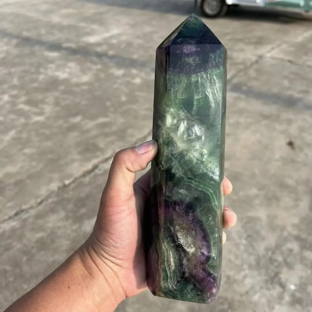 

4kg Rare Large Natural Colored Fluorite Crystal Point Natural Crystal Wand 1pcs