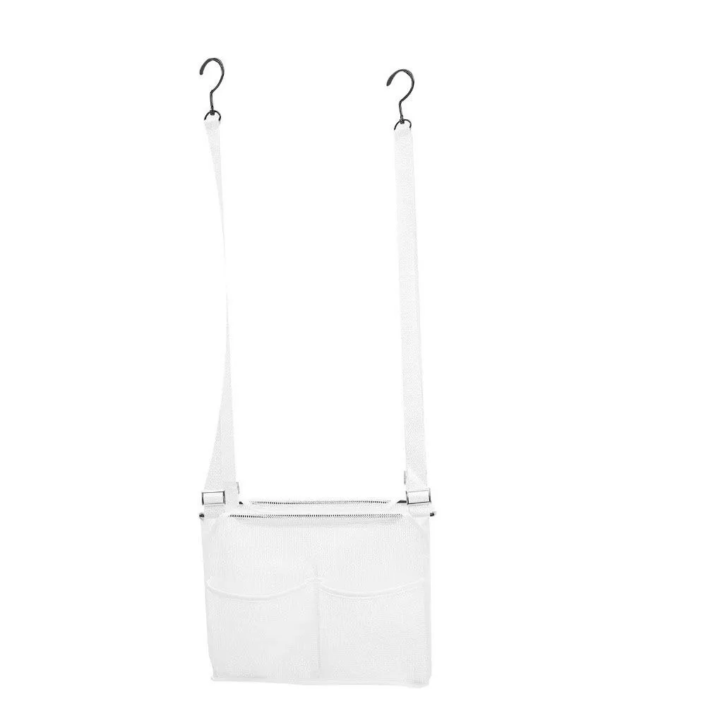 

Mesh Bathroom Hanging Bag Adjustable with Hooks Shower Tools Organizer Large Capacity Multi-pockets Shower Draining Rack Travel