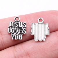 WYSIWYG 10pcs 11x15mm Jesus Loves You Charms Pendant For DIY Jewelry Making Handmade Jewelry Craft Findings