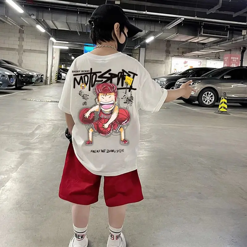 Shohoku Cotton Boys Clothes Sets Summer T-Shirt + Short Pants 2PCS Sport Basketball Kids Clothing Children Outfits 6 8 10 12 14