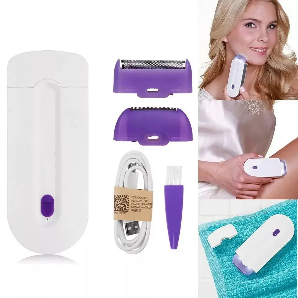 Kit de depilación profesional indoloro, depiladora táctil láser, recargable por USB, para mujer, cuerpo, cara, pierna, Bikini, afeitadora de mano, recortadora de pelo