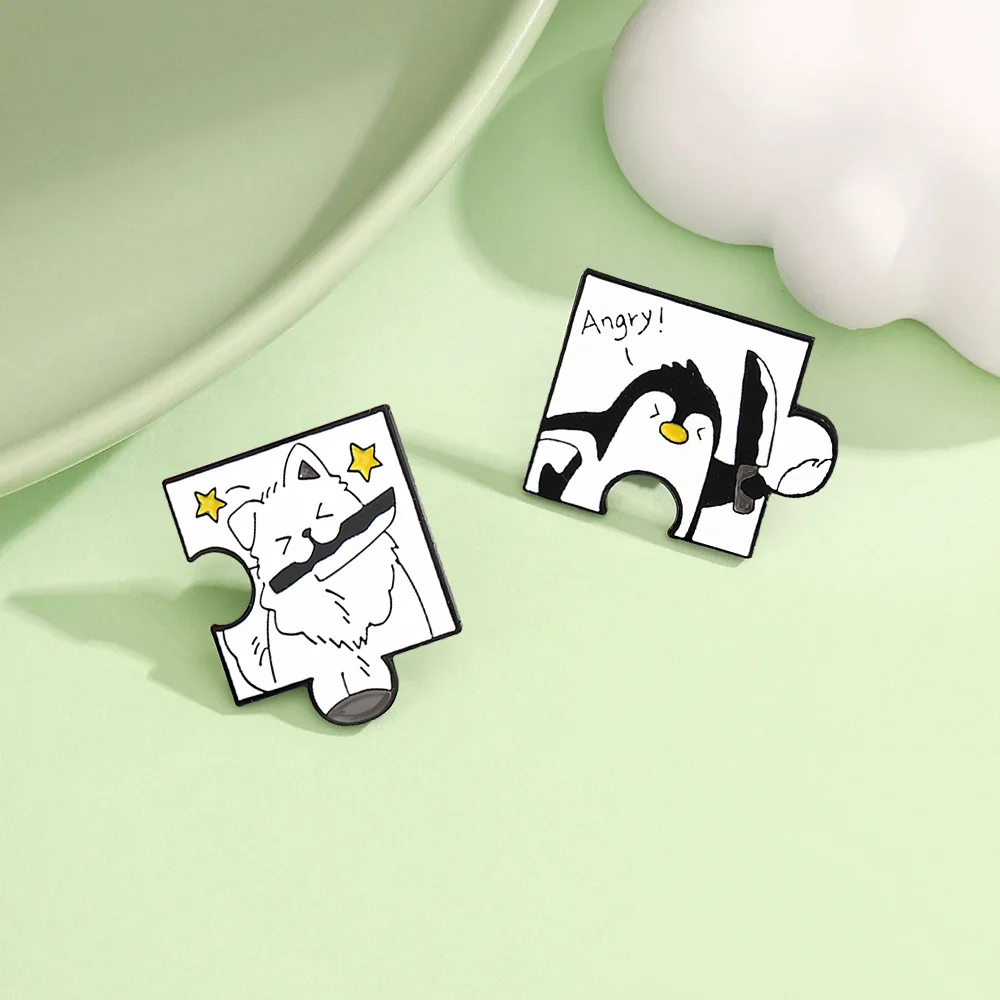 Little Penguin, Little Mouse, Seagull, Little Dog, Mischievous Animal Puzzle Badge, Trendy Personality Animal Brooch