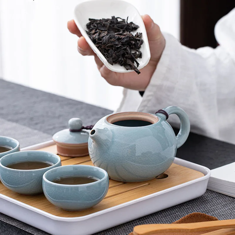 200ml Boutique Ge Kiln Gracked Glaze Ceramics Xishi Teapot Handmade Household Chinese Kung Fu Tea Set Accessories Drinkware Gift