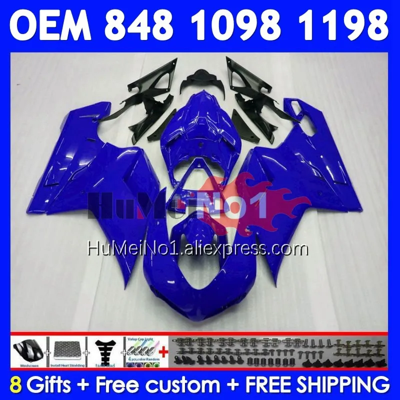 Injection For DUCATI 848 1098 1198 S R 07 08 09 10 Glossy blue 11 12 300No.16 848S 1198S 2007 2008 2009 2010 2011 2012 Fairing