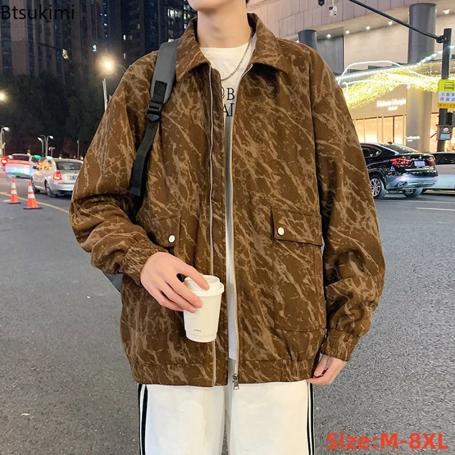 

Plus Size 7XL 8XL Cargo Jackets Men's Spring Autumn Loose Corduroy Jackets Fashion Vintage Men Clothing Coats Casual Streetwear