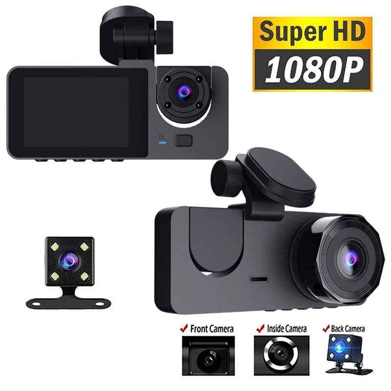 1080P Car Dash Camera Front And Rear Inside,2.0 Inch IPS Screen,Night Vision,G-Sensor,Loop Recording,24H Parking Record Durable