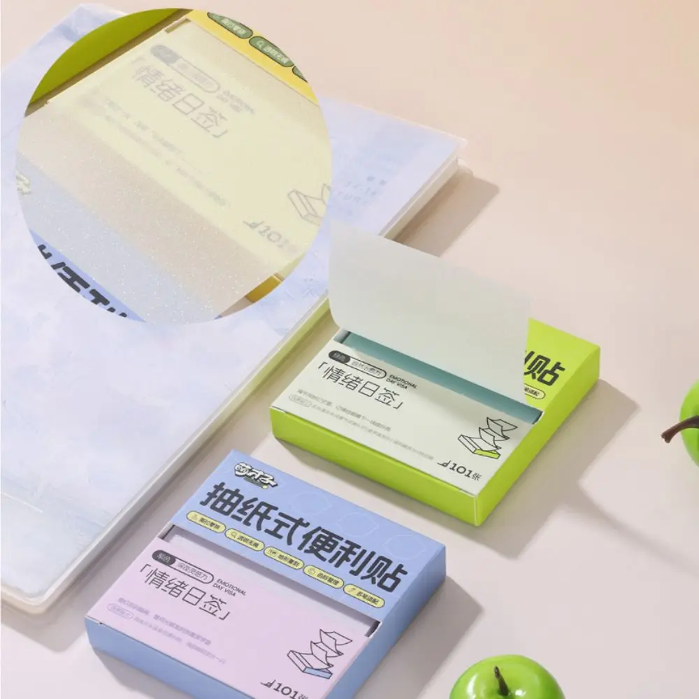 Pull Out Design Sticky Notes Macaron Color Korean Style Planner Sticker Translucent Self-Adhesive Memo Pad Paper