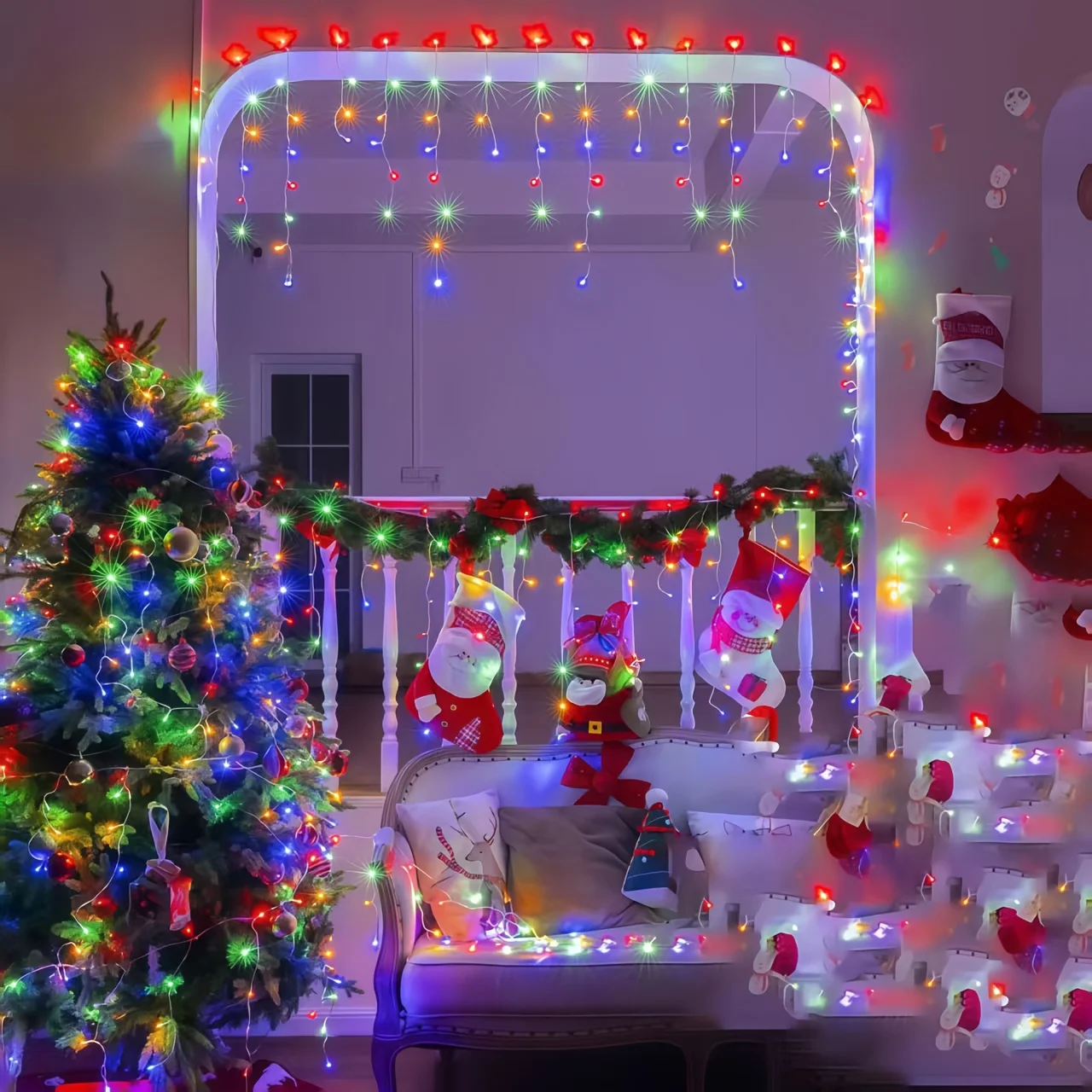 

Solar Icicle Lights Outdoor Christmas Lights Waterproof Fairy String Lights for Indoor Bedroom Garden Wedding Porch Decoration