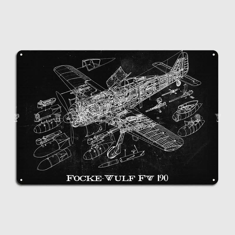 Fockewulf Fw 190 Metal Sign Club Bar Cave Customize Plates Tin Sign Posters