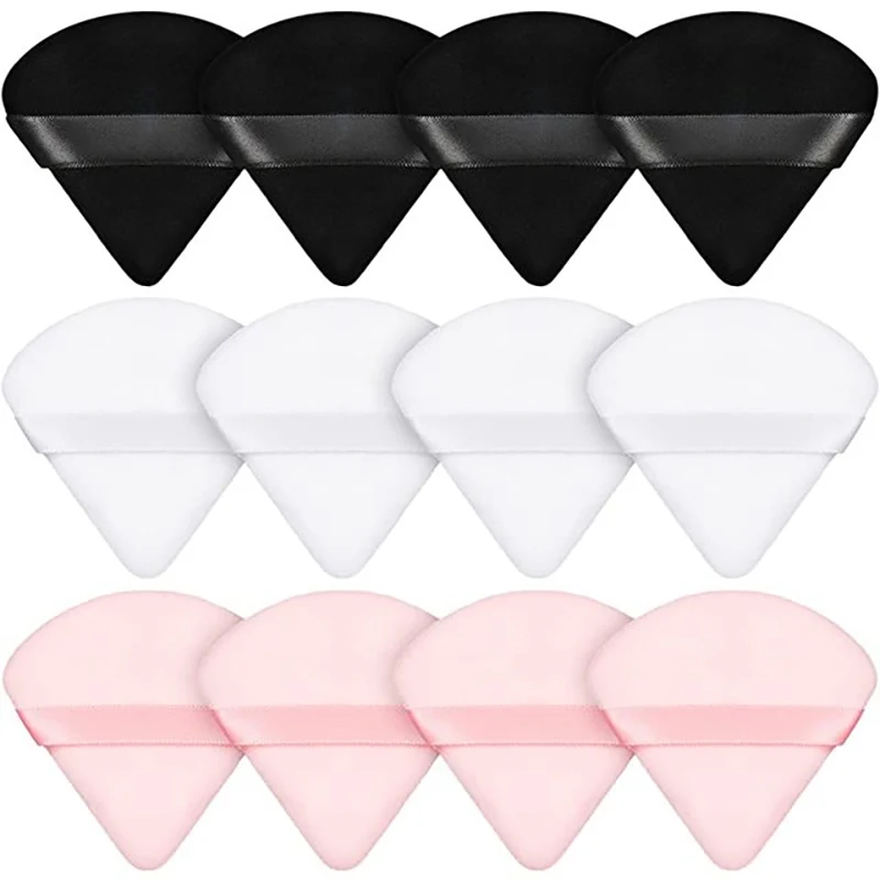 12 szt. Trójkątne, aksamitne, pudrowe gąbki do makijażu do twarzy oczy, konturowanie przybory do makijażu podkładu kosmetycznego z cieniem