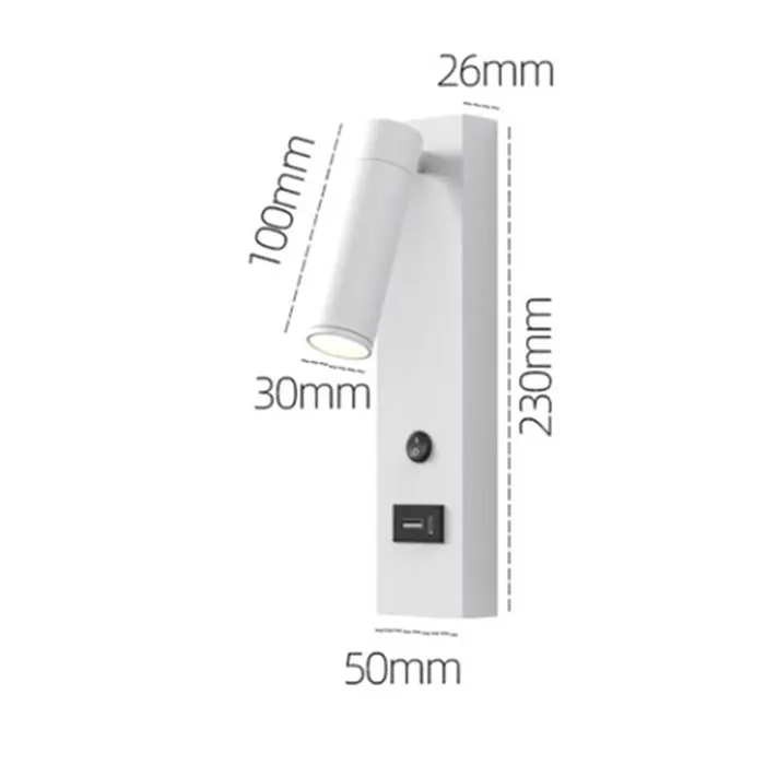 Applique murale LED moderne GY avec ports USB-C 4