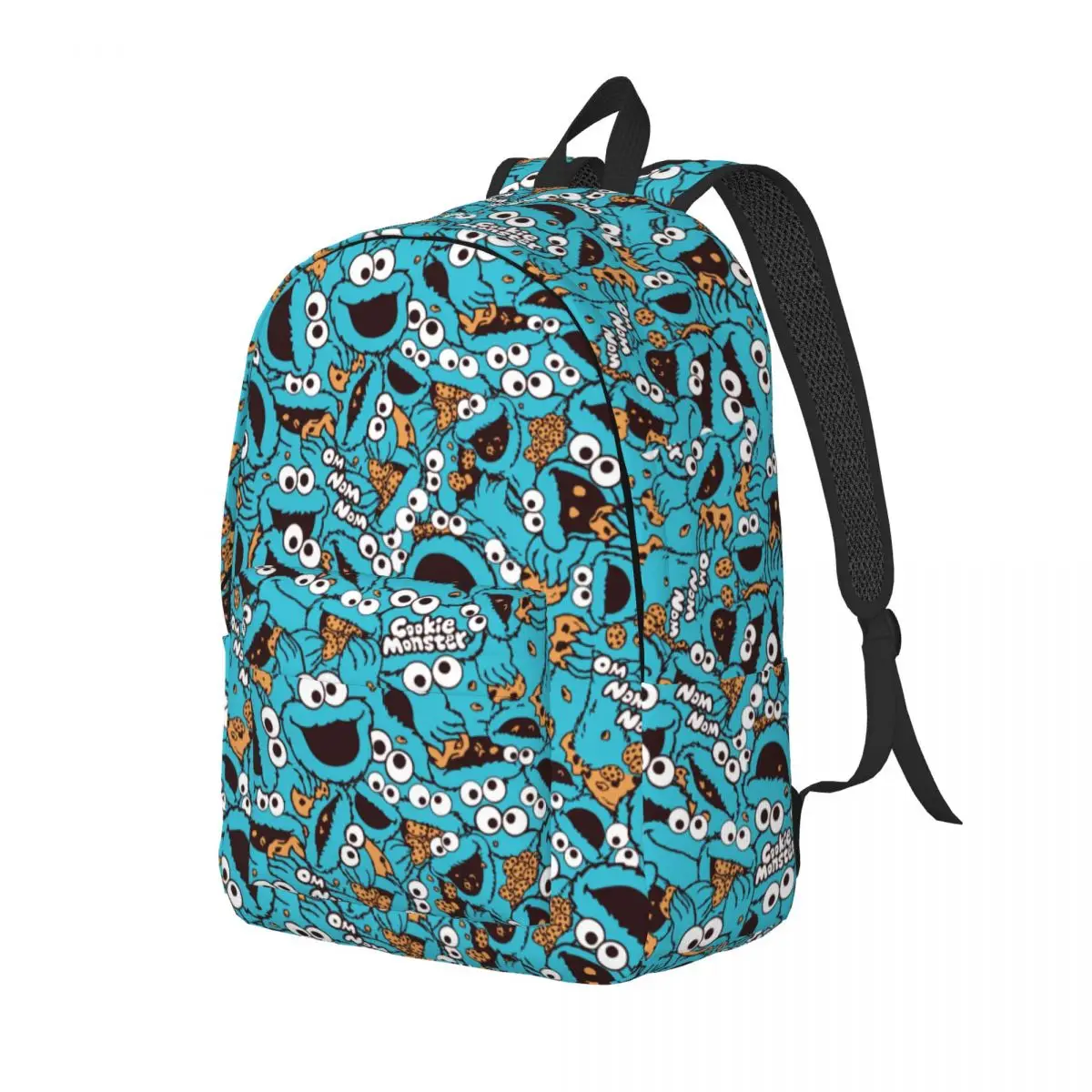 Cookie Monster Nom Muster Rucksack für Männer Frauen lässig High School Wandern Reise Daypack College Leinwand Taschen Geschenk