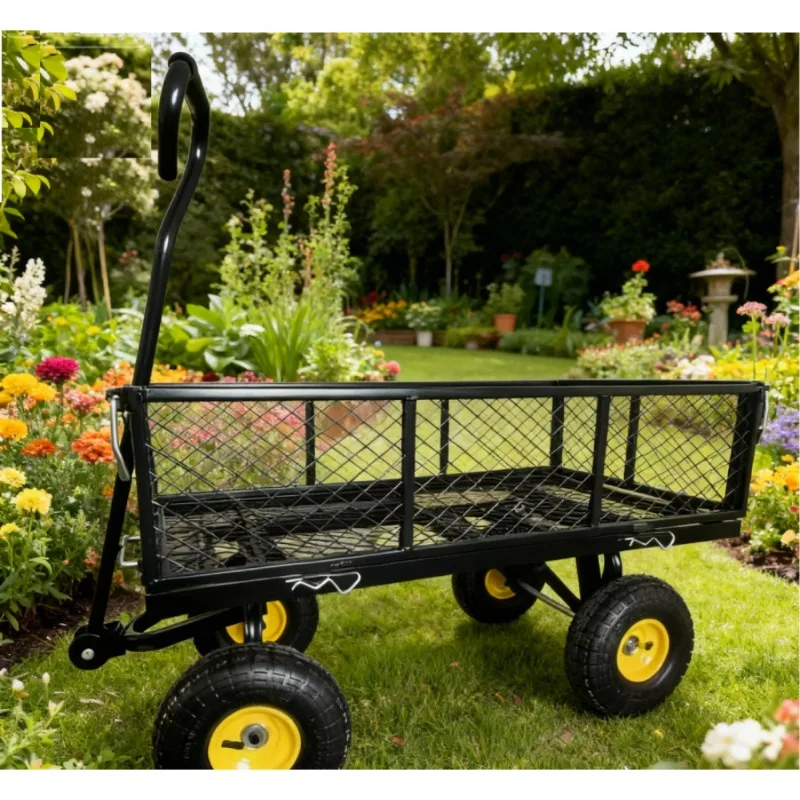 2026 Heavy Duty Garden Trolley New Four-Wheel Iron Roller Bearing 300kg Load Capacity Handling Equipment