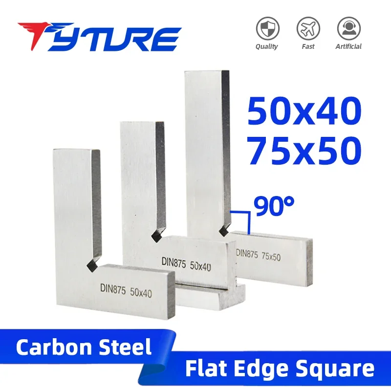 Tyture Flat Edge Square Ruler 90 Degree Woodworking Tools Metal Right Angle Ruler Measurement Tools Set-Square 50x40/75x50mm