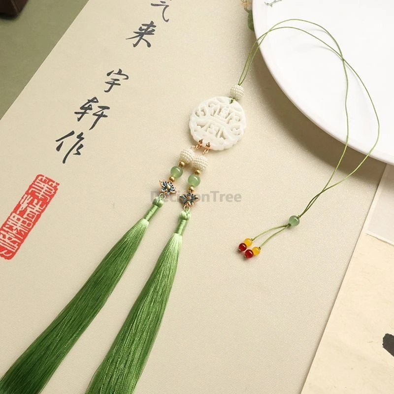 Chinese horse face skirt accessory long tassels waist belt jade accessory antique hanfu Robe Placket chain waist Jade pendant