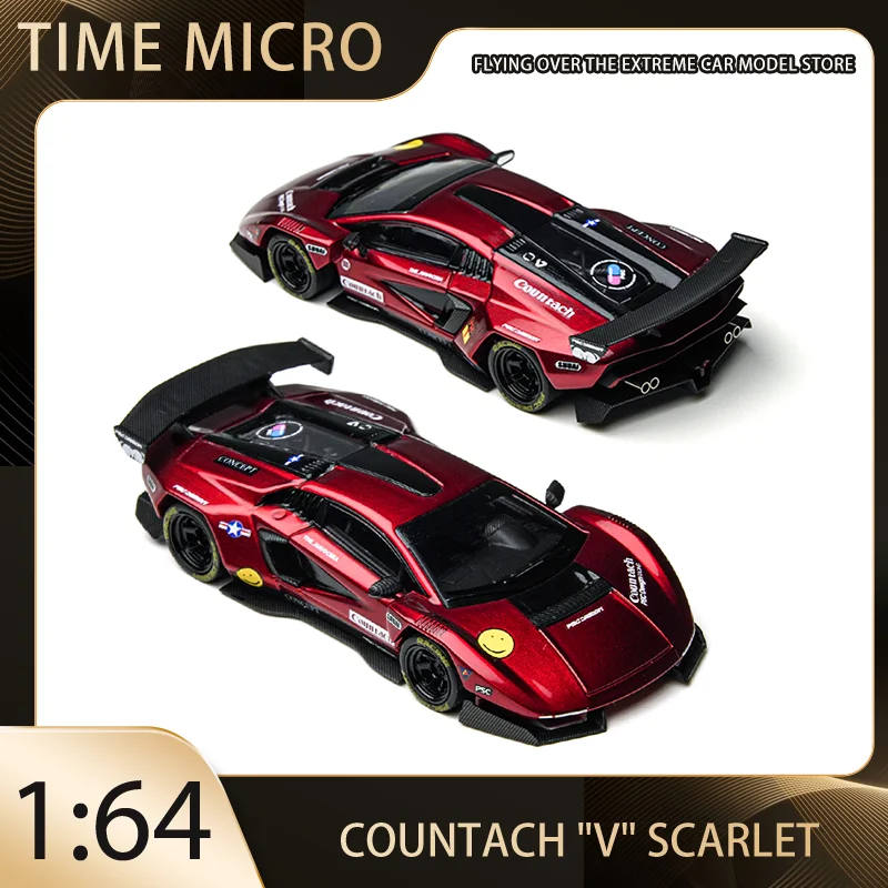 タイムマイクロ × PSCデザイン 1:64 カウンターシェ “V” スカーレット合金 プレミアムダイキャストビークルモデル おもちゃ コレクタブルディスプレイ